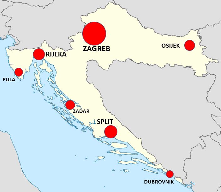 Kroatian suurimmat kaupungit