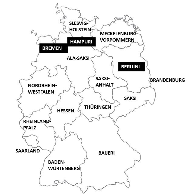 Saksan osavaltiot - Kartta ja perustiedot osvaltioista
